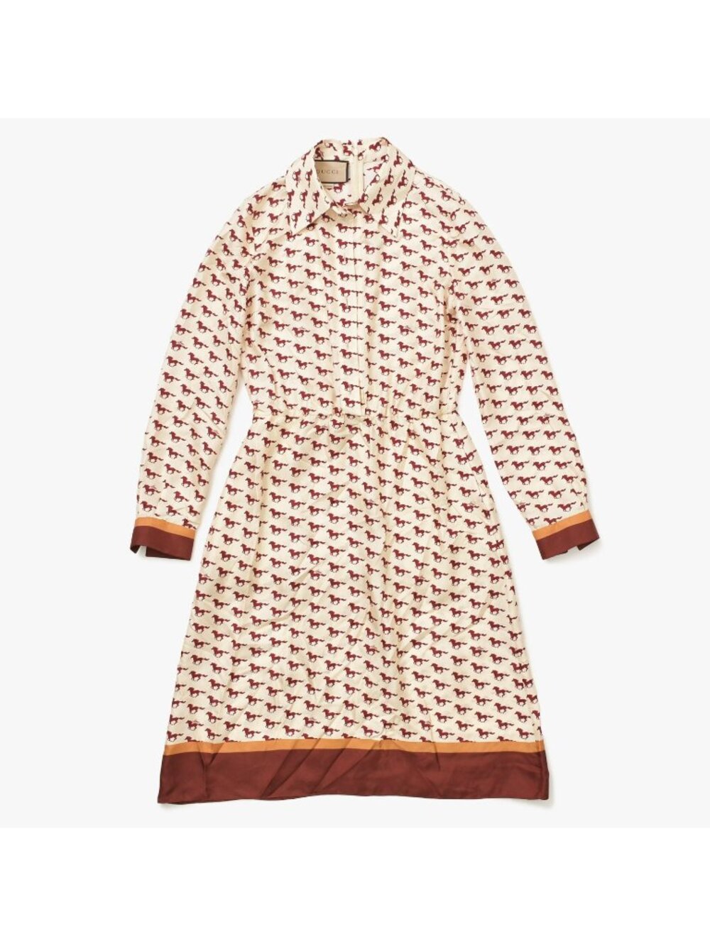 Gucci Long Shirt Dress Beige Red Horse Print